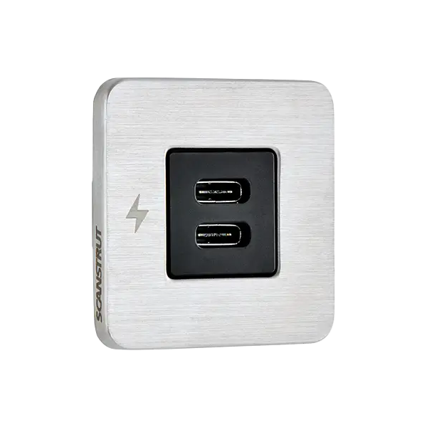 SC-TILE-21 Dual USB-C Interior Charging Socket - Stainless Steel